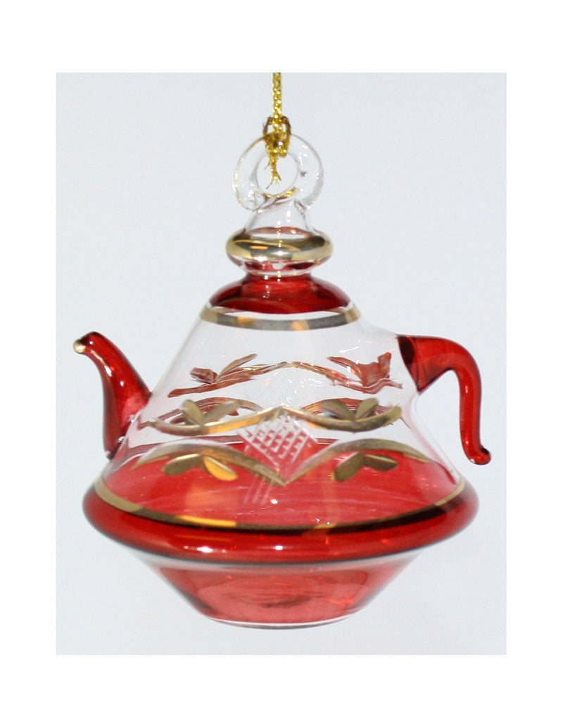 Etched Pyramid Teapot Ornament - Christmas Red Small - Shelburne Country Store