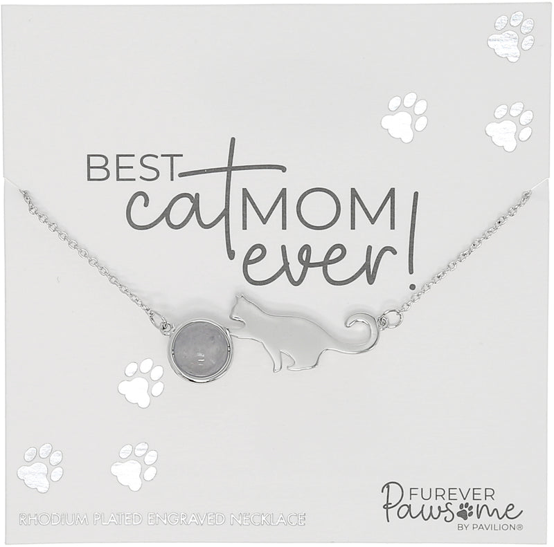 Cat Mom - Rhodium Plated Agate Adjustable Necklace - Shelburne Country Store