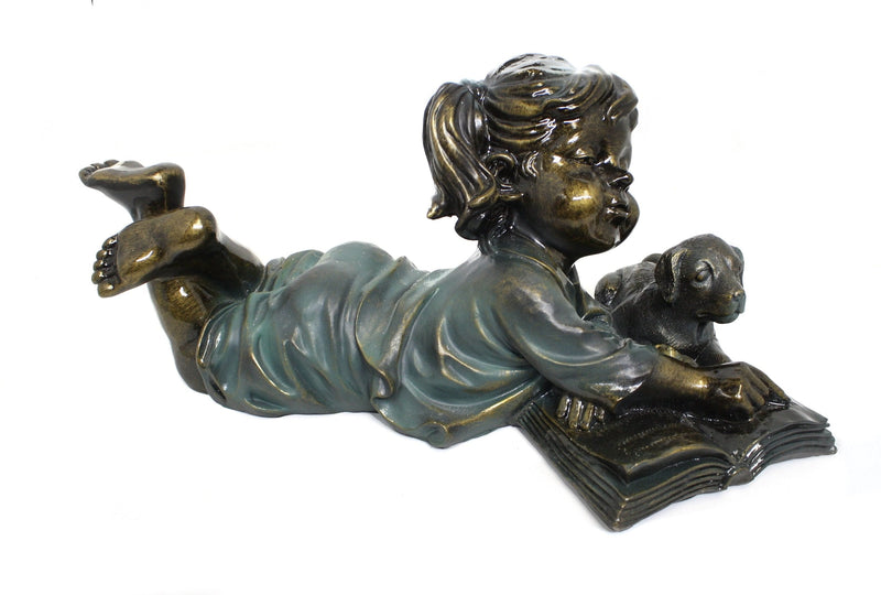 Girl and Pup Reading  Figurine - Shelburne Country Store