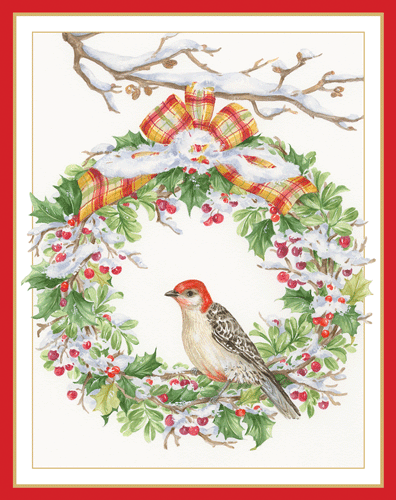 Wreath And Woodpecker - Christmas Cards - 16 Cards (3.75'' x 4.75'') - Shelburne Country Store