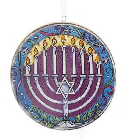 Porcelain Hanukkah Disc Ornament - Menorah - Shelburne Country Store