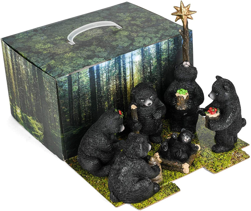 6 Piece 9.5 Inch Black Bear Nativity Set - Shelburne Country Store