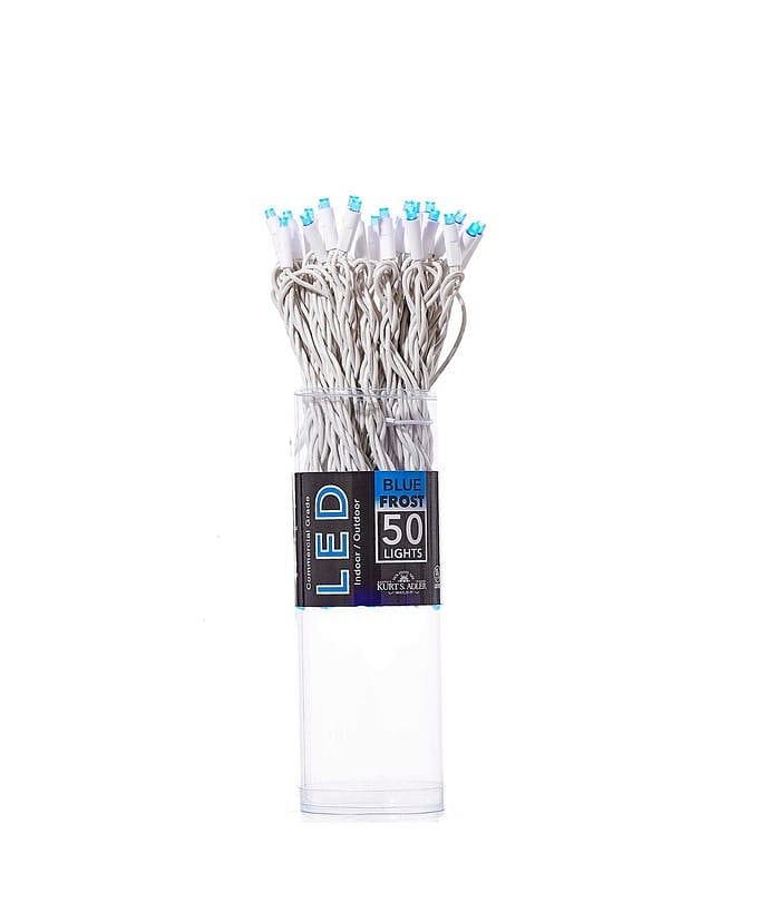 50-Light 5mm Blue Frosted LED White Wire Light Set - Shelburne Country Store