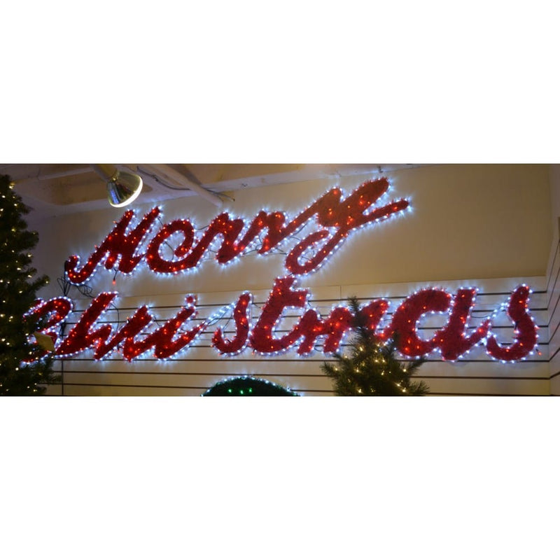 118Inch x 17Inch 24V Tinsel Merry Christmas Sign - Shelburne Country Store