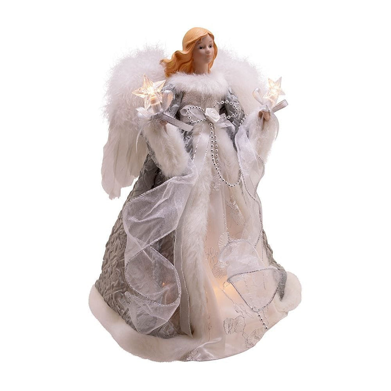 Silver and Grey Angel with Stars Treetop - Shelburne Country Store