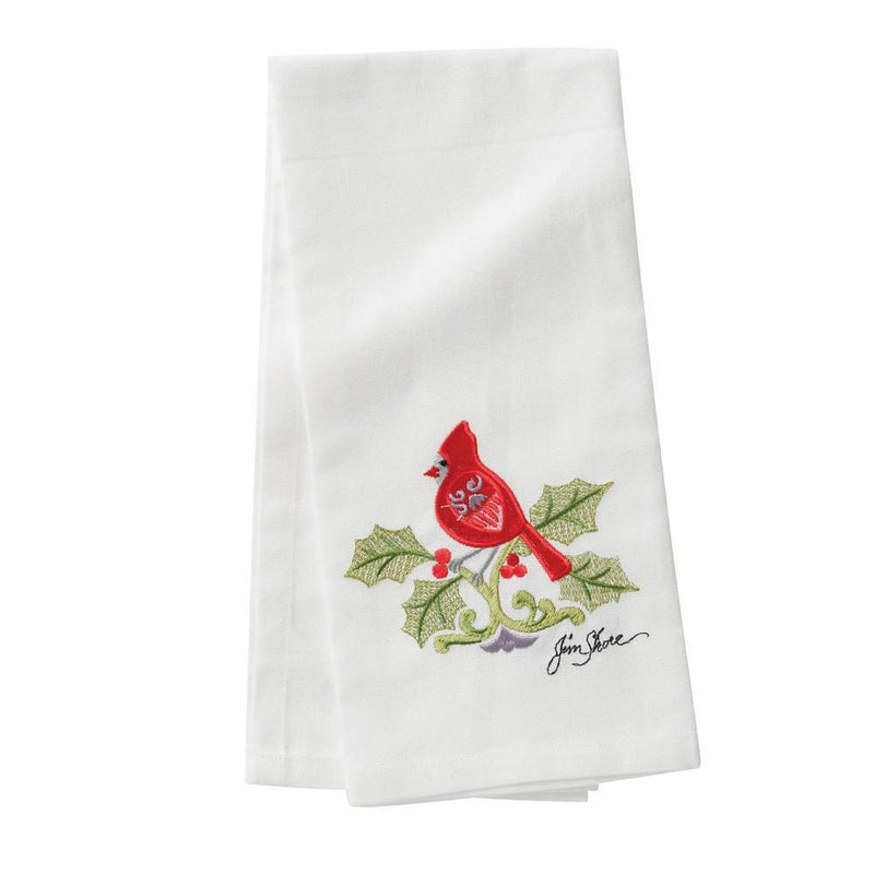 Embroidered Tea Towel - Christmas Cardinal - Shelburne Country Store