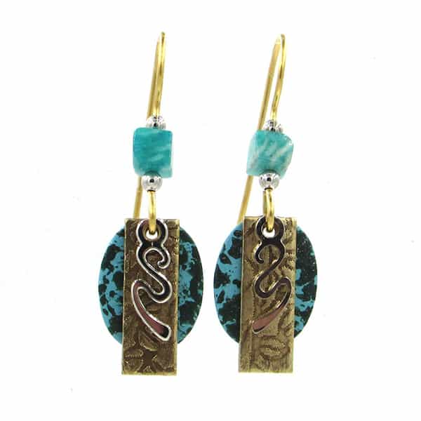 Aqua Squiggle shapes Stainless Steel Earring - Shelburne Country Store