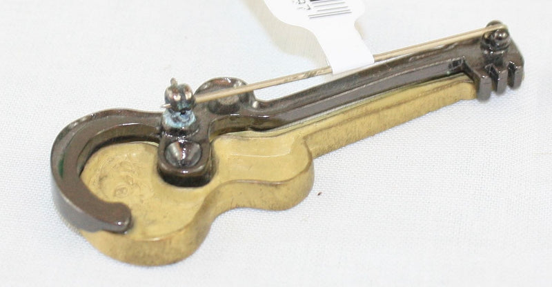 Bronze Color Violin with gem Accents Pin - Shelburne Country Store