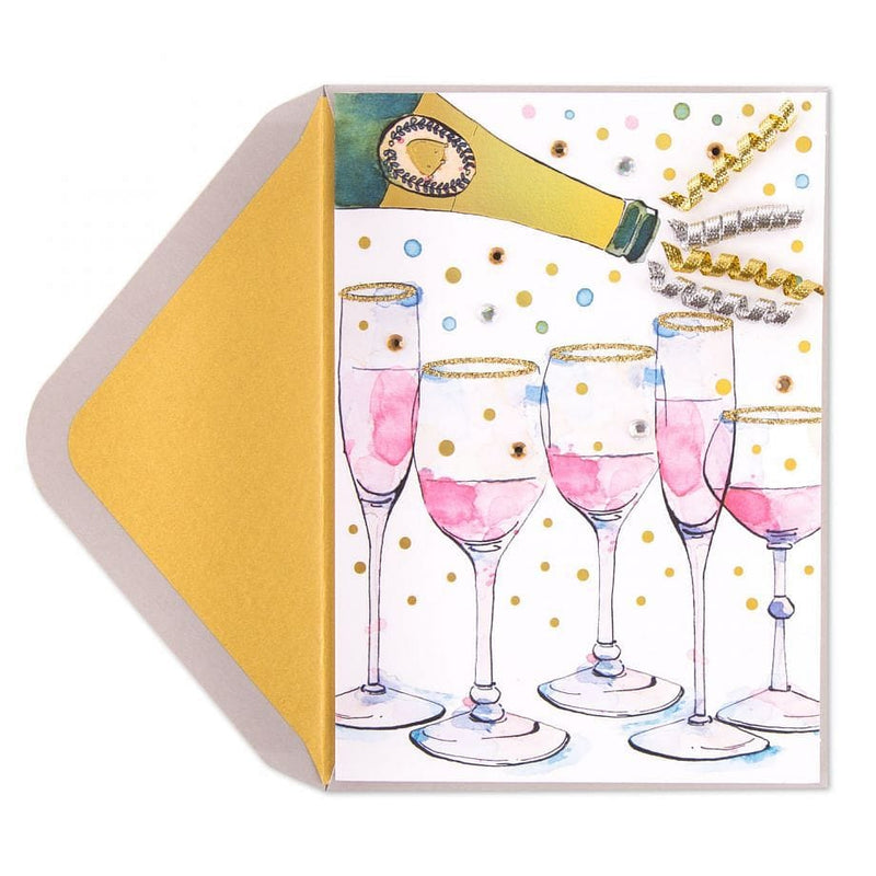 Champagne Glitter Flutes New Year Card - Shelburne Country Store