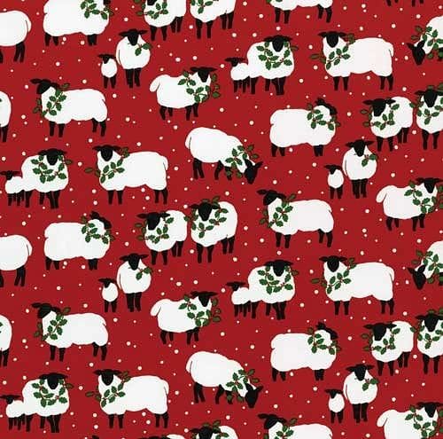 Festive Flock Red- Roll Wrap - F Flock Green - 8 Foot - Shelburne Country Store