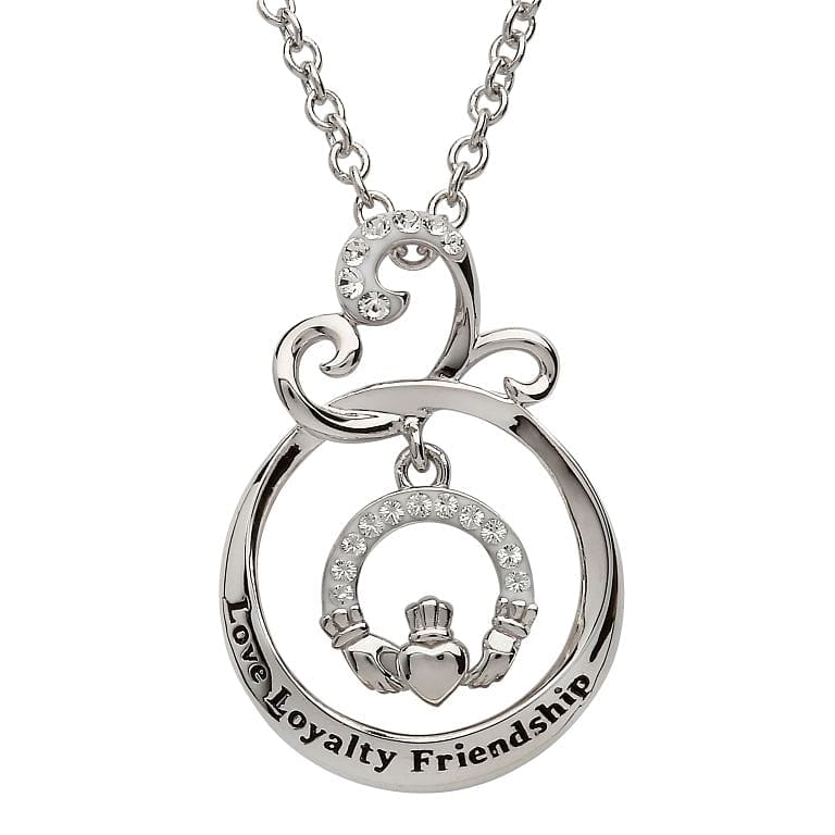 Love Loyalty Friendship Claddagh Pendant Encrusted With Swarovski Crystal - Shelburne Country Store