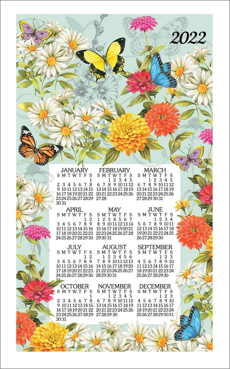 2022 Linen Calendar Towel -  Butterfly Garden - Shelburne Country Store