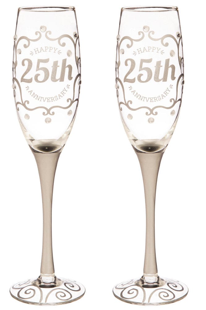25th Anniversary Champagne Flutes - Set of 2 - Shelburne Country Store