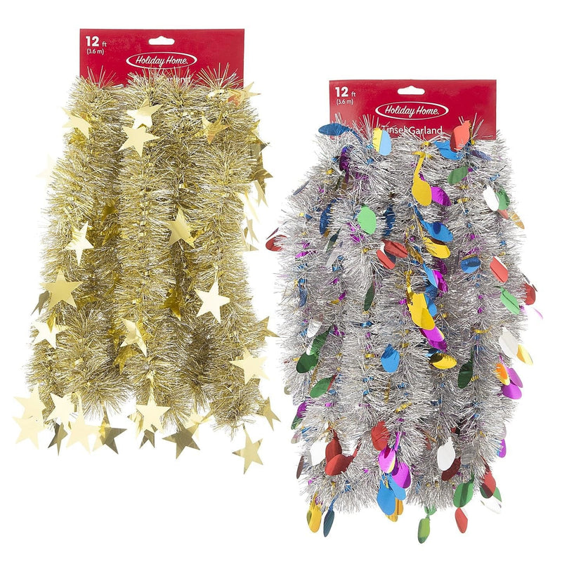 Holiday Home Tinsel Garland: 12 feet - - Shelburne Country Store