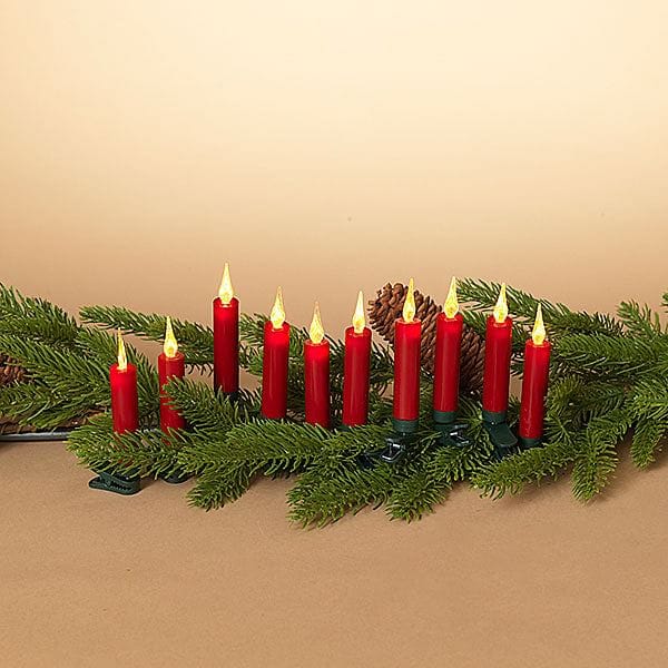 4 Inch LED Clip on Candle - 10 piece Set -  Red - Shelburne Country Store