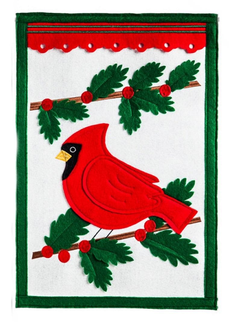 Winter Cardinal Garden Felt Flag - Shelburne Country Store