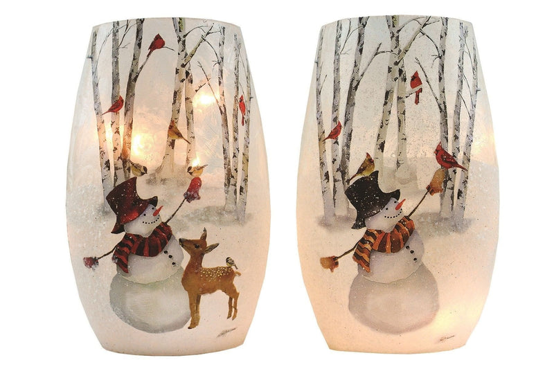 Lighted Glass Vase - Snowman - - Shelburne Country Store