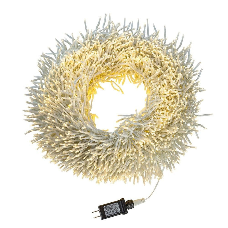 3000-Light Warm White LED White Wire Cluster Garland - Shelburne Country Store