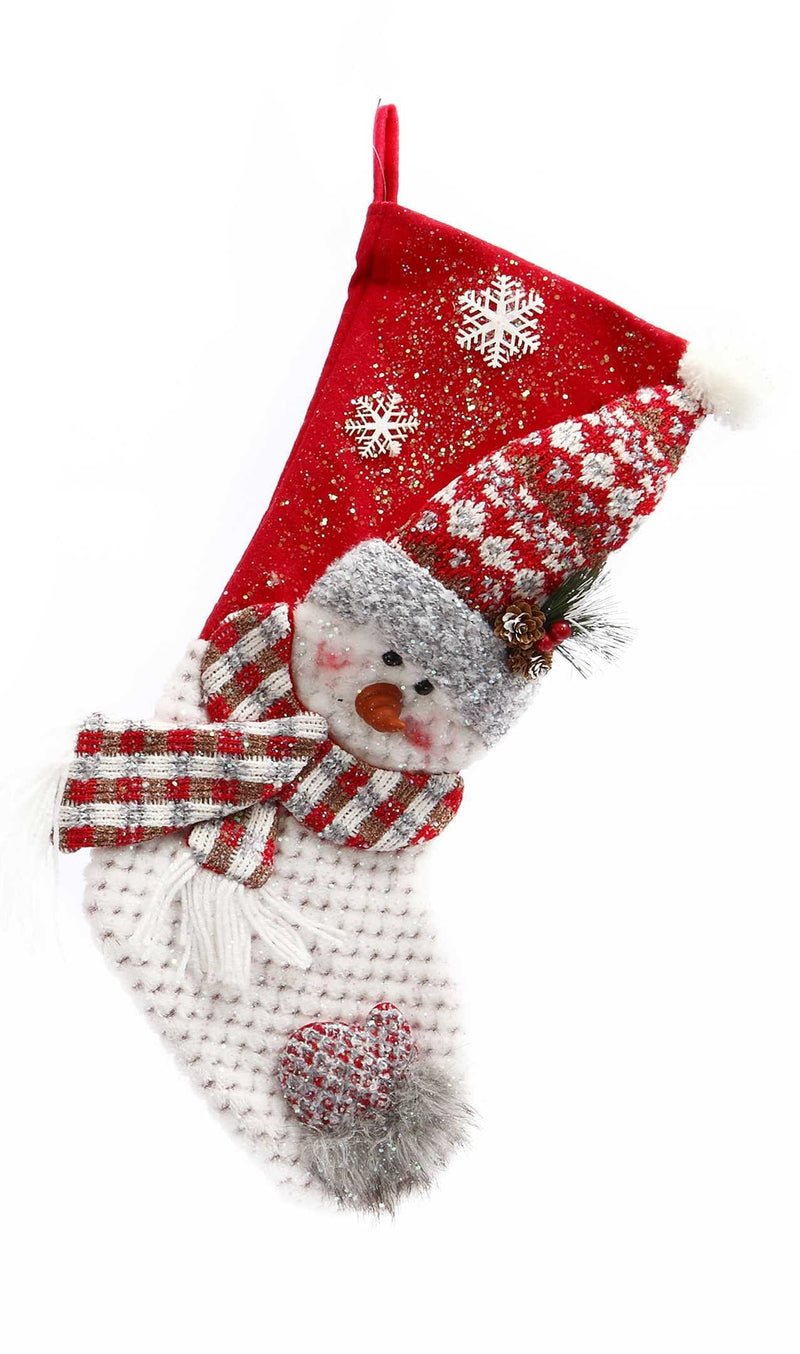 22" Plush Holiday Snowman Stocking - - Shelburne Country Store