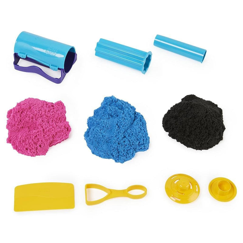 Kinetic Sand, Slice N` Surprise Set with 13.5oz of Black, Pink and Blue Play Sand and 7 Tools - Shelburne Country Store