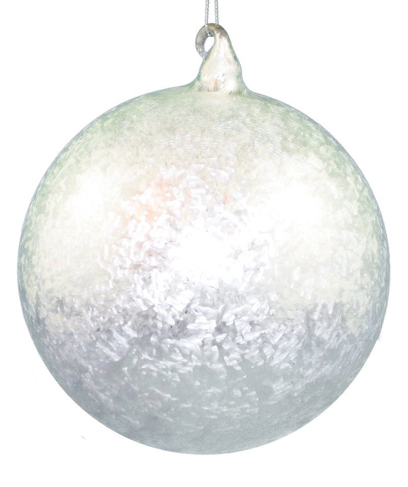 6 Inch White Frosted Ball Ornament - Shelburne Country Store