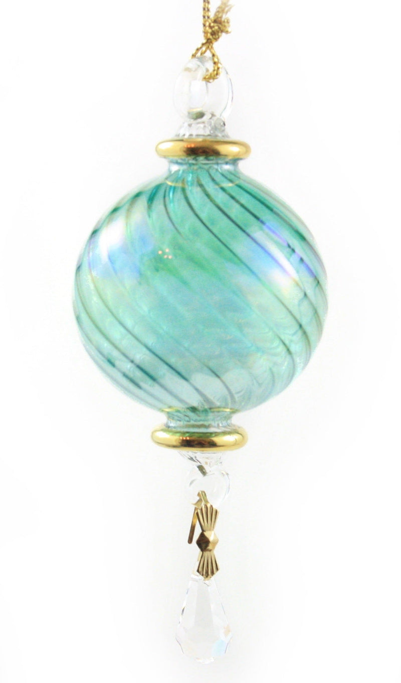 Small Sphere Glass With Gold Accents -  Blue - Shelburne Country Store