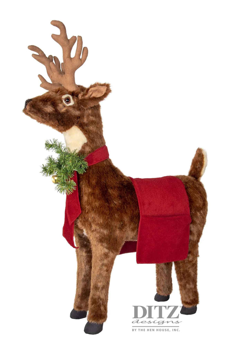 Reindeer Footrest - 33 Inches Long -  Vintage Red - The Country Christmas Loft
