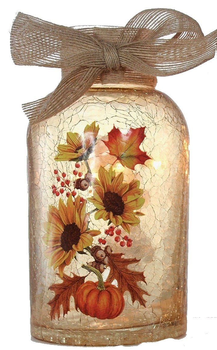 Lighted Autumn Crackle Vase - - Shelburne Country Store