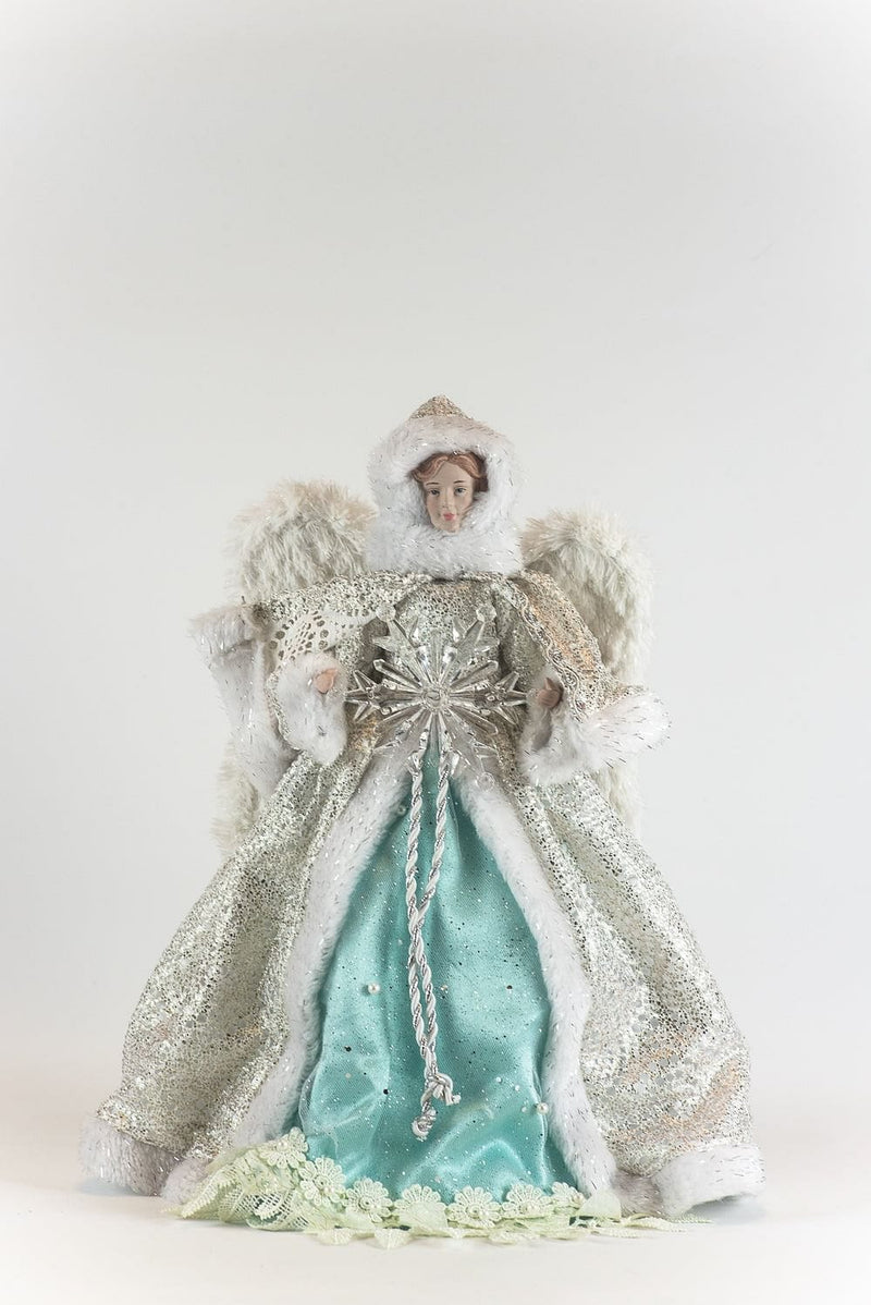 16 Inch Angel Tree Topper - Turquoise and Silver - Shelburne Country Store