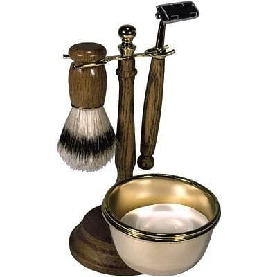 Harry D Koenig Men's 4-Piece Shave Set in Wood and Chrome - Shelburne Country Store