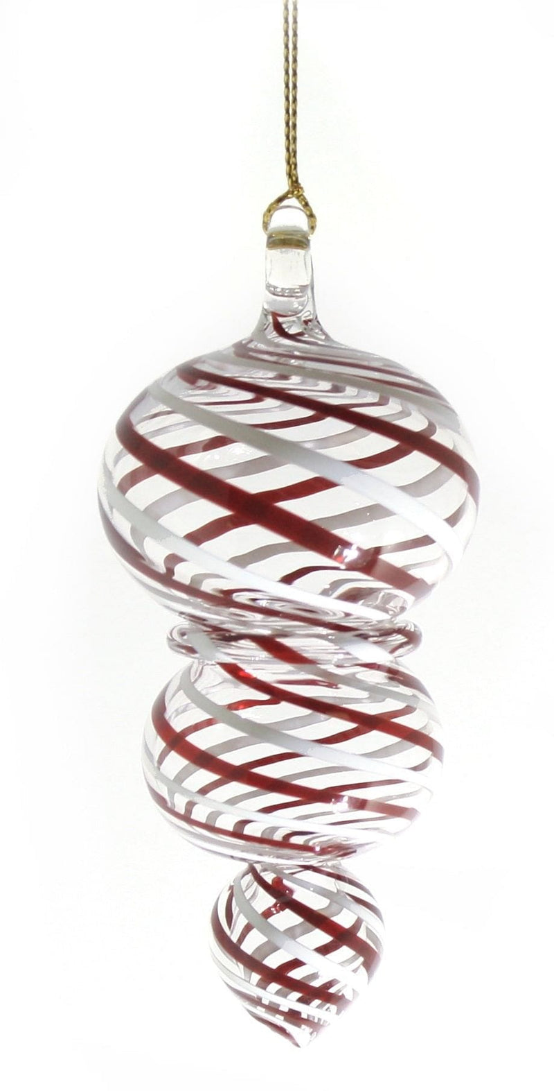 Candy Cane Striped 3 Section Ornament - Shelburne Country Store