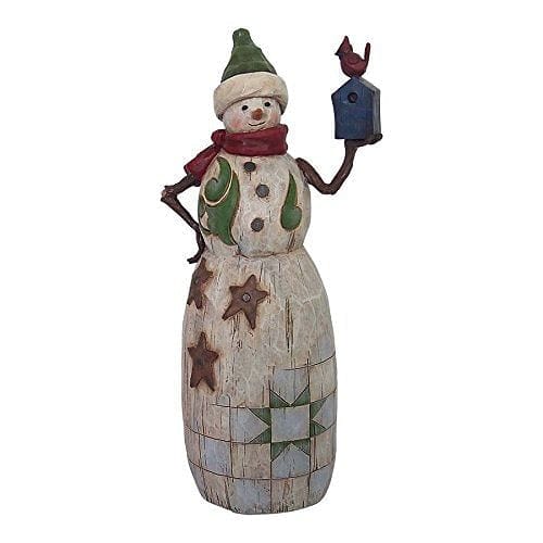 Jim Shore Folklore Snowman With Red Bird And Birdhouse Figurine - Shelburne Country Store