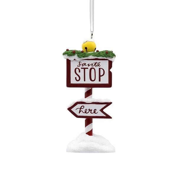 Santa Stop Here Sign Ornament - Shelburne Country Store