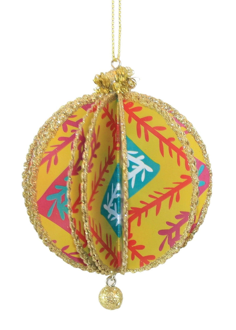 Printed Glitter Paper Ball - Yellow - Shelburne Country Store