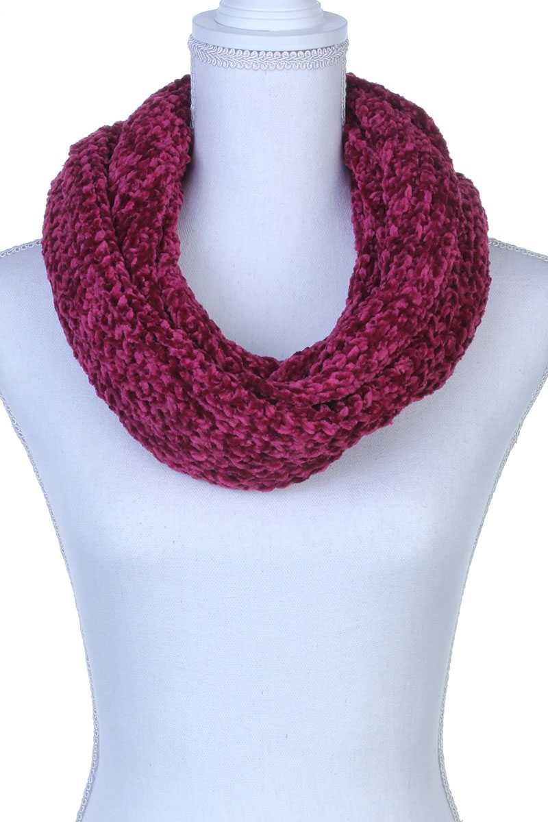 Solid Burgandy Chenille Figure 8 Loop Scarf - Shelburne Country Store