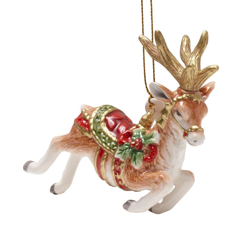 Fitz And Floyd Holiday Home Dated 2021  Reindeer Ornament - Shelburne Country Store