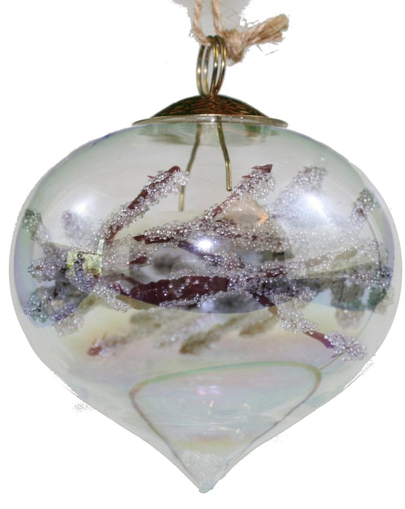 Birch and Bird Twigs in Glass Ornament - Onion - Shelburne Country Store