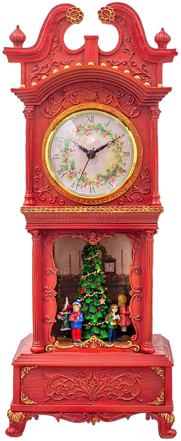 Musical Rotating Santa Mantle Clock - Rosy Red - Shelburne Country Store