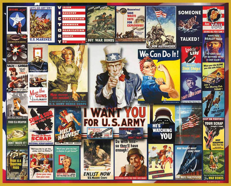 WWII Poster Collage - 1000 Piece Jigsaw Puzzle - Shelburne Country Store