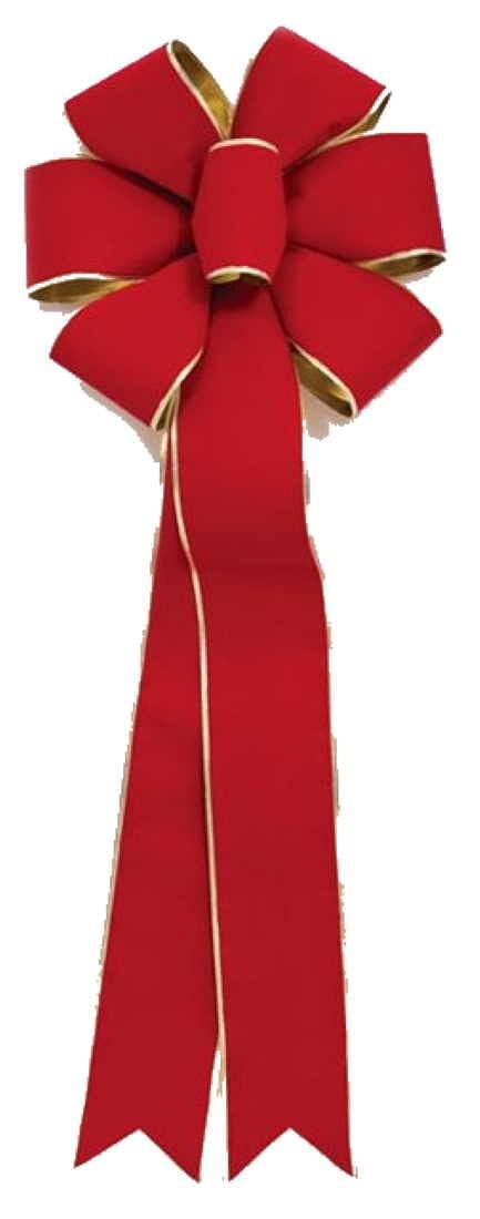 6 Loop 17 Inch Deep Red Velvet and Gold Bow - Shelburne Country Store