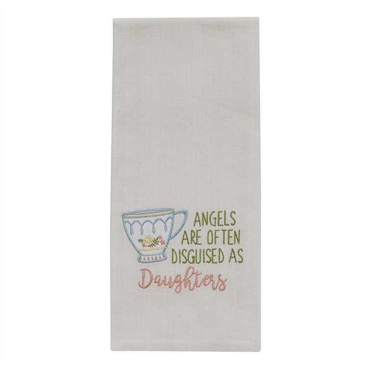 Angels Disguised As Daughters Embroidered Applique Dishtowel - Shelburne Country Store