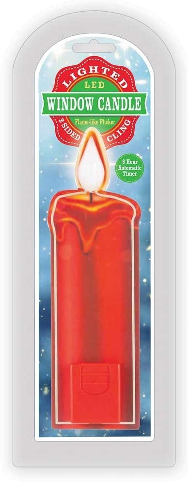 7.5 Inch LED Candle Window Cling - Red - Shelburne Country Store