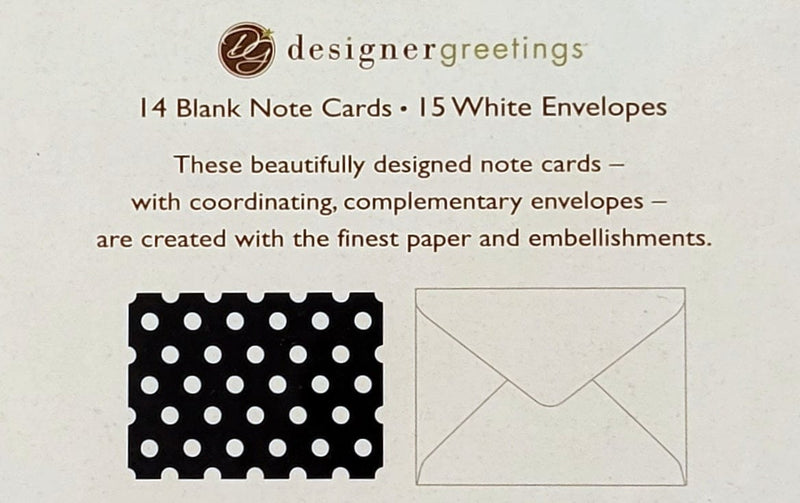 Boxed Notecards - Blank - White Polka Dots on Black - Shelburne Country Store