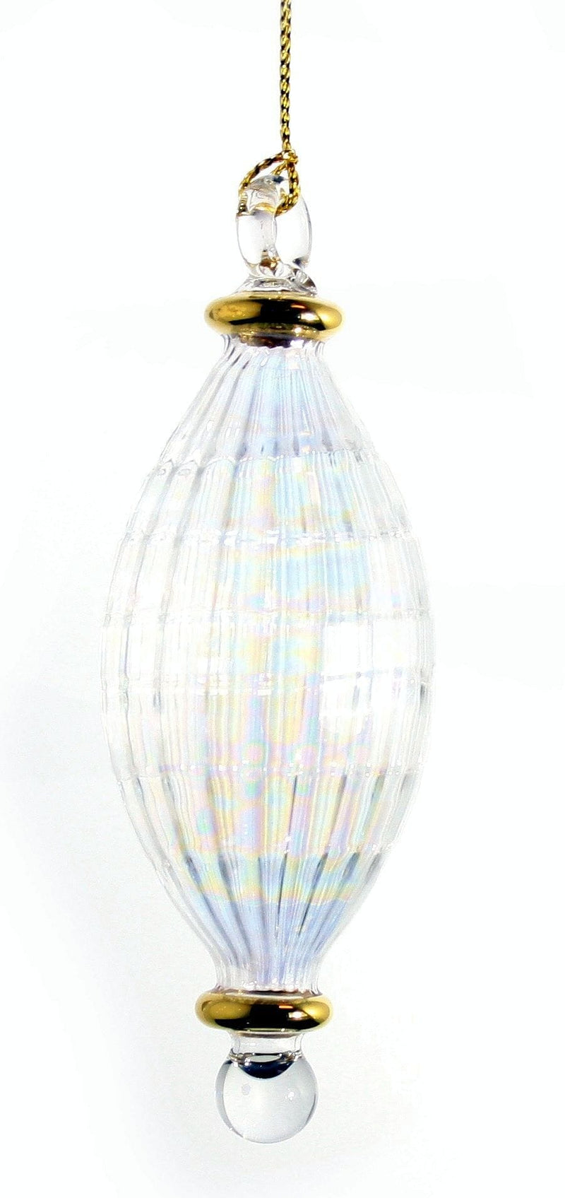 Rainbow Lattice Glass with Gold Accent Ornament -  Diamond - Shelburne Country Store