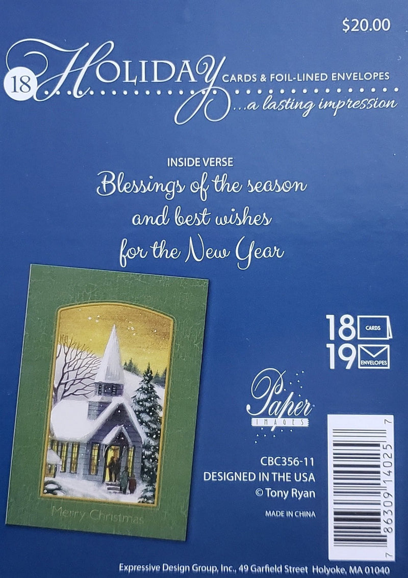 Holiday Luxury Religious Favorites 18 Card Box - Our Church - Shelburne Country Store