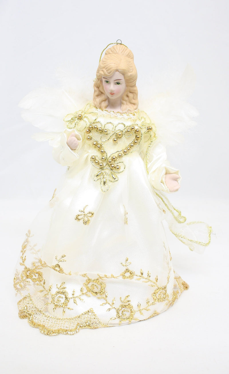8 Inch Gold Cream Angel Treetopper - Shelburne Country Store