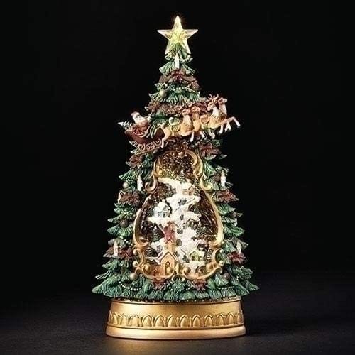 Holiday Village Tree and Church LED Swirl Water Globe - Shelburne Country Store