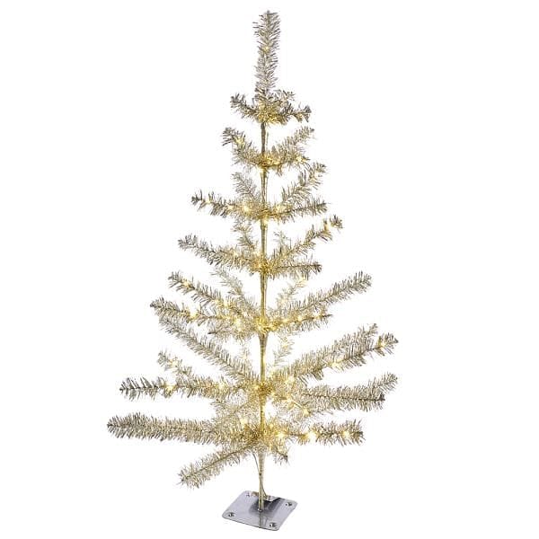 36-Inch Battery-Operated Pre-Lit Sterling Silver Christmas Tree - Shelburne Country Store