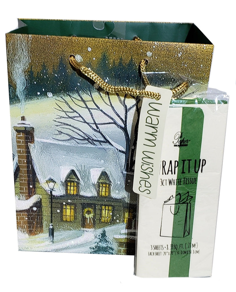 Traditional Gift Bag With Matching Tissue - Medium - Village - Shelburne Country Store