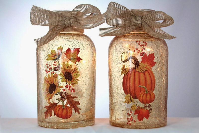Lighted Autumn Crackle Vase - - Shelburne Country Store